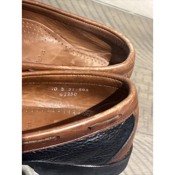 Allen Edmonds Moccasin Loafers Shoes Mens Sz 10 D Leather Black Brown Nashua tas - Picture 8 of 10